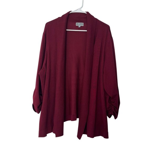 JM Collection Womens Burgandy Open Front Cardigan SZ 3X Comfy Business Casual - Picture 8 of 12